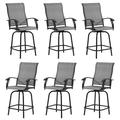 UDPATIO Patio Swivel Bar Stools Chair of 6 Outdoor Bar Heigt Set All Weather High Back and Armrest Rocking Stools & Bar Chairs for Backyard Lawn Garden Balcony and Pool Dark Gray