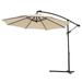 SYNGAR 10ft Hanging Umbrella Outdoor Offset Market Umbrella w/ Crank System Solar Panel 24 LED Lights & 8 Sturdy Ribs Patio Cantilever UV Resistant Umbrella for Garden Poolside Beach Tan D828