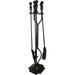 HTYSUPPLY 5-Piece Fireplace Toolset and Metal Hearth Accessory Black