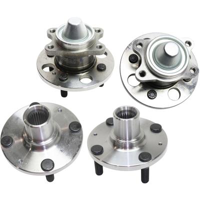 2008 Hyundai Accent Front and Rear, Driver and Passenger Side Wheel Hubs, Front - Without Bearing; Rear - With Bearing, Non-ABS