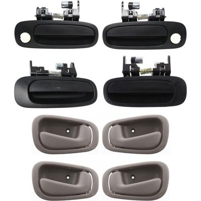 2002 Toyota Corolla 8-Piece Kit Front and Rear, Driver and Passenger Side Textured Black Exterior Door Handle, includes (4) Exterior Door Handle and (4) Interior Door Handle