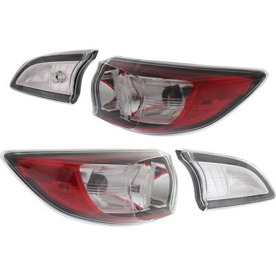 2010 Mazda 3 Driver and Passenger Side, Inner and Outer Tail Lights, with Bulb, Inner - Halogen, Outer - LED, Mounted On Body, LED Type Mounted On Body, 4-Door, Hatchback, LED Type