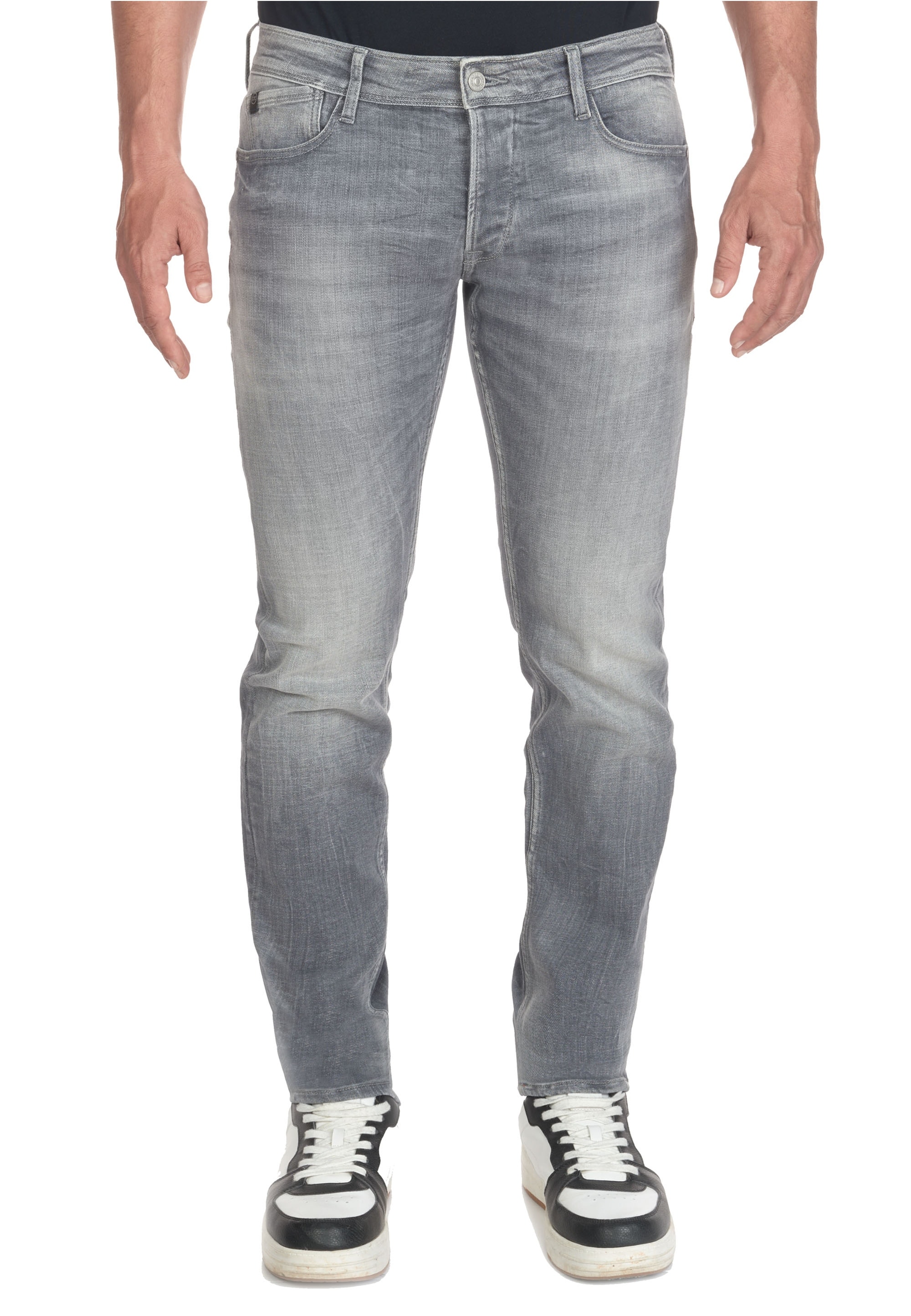 Bequeme Jeans LE TEMPS DES CERISES, Herren, Gr. 34, US-Größen, grau, 95% Baumwolle, 3% Polyester, 2% Elasthan, Jeans, mit dezenter Waschung
