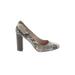 Louise Et Cie Heels: Pumps Chunky Heel Boho Chic Tan Snake Print Shoes - Women's Size 5 - Round Toe