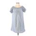 Love Chesley Casual Dress - Mini Boatneck Short sleeves: Blue Print Dresses - Women's Size Large