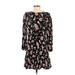 Zara Casual Dress - A-Line Crew Neck 3/4 sleeves: Black Print Dresses - Women's Size Small