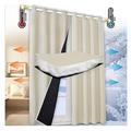 Curtain with Blackout Curtain Lining Energy Saving Thermal Curtain with Eyelet Top Privacy Protected for Bedroom Thick Curtains for Winter, Indoor and Outdoor Curtains Waterproof,W48xL92in 1 PCS