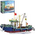 Fishing Boat Building Blocks Sets, 619 Pcs City Marine Theme Model Kit for Ocean Exploration and Sea Fishing Lovers, Compatible with Lego Pirate Ship Sea Fishing Building Blocks Toy Set