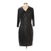 Elie Tahari Casual Dress - Sheath V Neck 3/4 sleeves: Black Print Dresses - Women's Size Medium