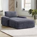 PAULATO by GA.I.CO. Stretch Chaise Lounge Slipcover - Soft to Touch & Easy to Clean - Velvet Collection in Gray/Black | Wayfair velvetCL-grey244