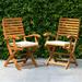 Arlmont & Co. Percy Solid Wood Patio Dining Chairs w/ Cushions: Sturdy & Easy Assembly Wood in Brown | 47.24 H x 25.2 W x 11.81 D in | Wayfair