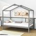 Isabelle & Max™ Aarick Wood House Bed w/ Storage Space Metal in Gray | 73 H x 40 W x 78 D in | Wayfair E9261C60933B4FCFAC257731FDF7EE78