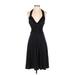 White House Black Market Casual Dress - A-Line Halter Sleeveless: Black Print Dresses - Women's Size 0