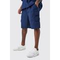 Mens Navy Plus Elasticated Waistband Ripstop Relaxed Cargo Short, Navy