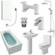 Bathroom Suite 1700 Single Ended Bath Toilet Basin Pedestal Shower Screen Panel - White