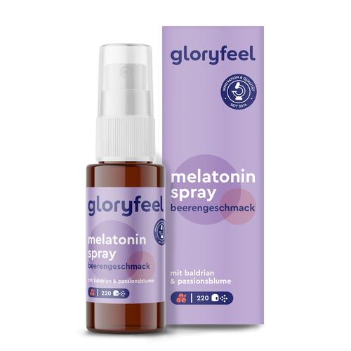 gloryfeel® Melatonin + Baldrian, Lavendel & Melisse Spray Beere 220 St Tropfen zum Einnehmen