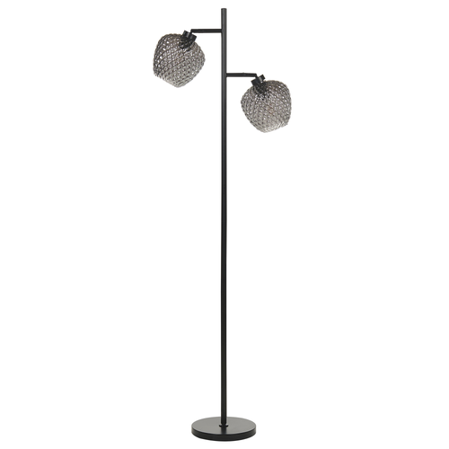 Stehlampe Grau und Schwarz Eisensockel Rauchglas Schirme 2 Lichtpunkte Wohnaccessoires Beleuchtung