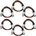 Seismic Audio - SAXLX-3Brown-6Pack - 6 Pack of 3 Foot Brown XLR Patch Cables Mic Cords - 3 Pin XLR Male to XLR Female Microphone Cables - 3