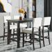 Counter Height Dining Set Bistro Set , Kitchen Table Set Wooden Table and 4 Curved Leg Upholstered Chairs for Pub and Bistro