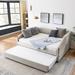 Full Size Daybed with Trundle Upholstered Tufted Sofa Bed Living Room Daybed