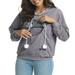 DeHolifer Trendy Mesh Zipper Pet Dog Hoodie for Women Fashion Print Pocket Sweater Pullover Casual Outdoor Hoodie Sweatshirt Top Gray 2XL