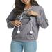 DeHolifer Trendy Mesh Zipper Pet Dog Hoodie for Women Fashion Print Pocket Sweater Pullover Casual Outdoor Hoodie Sweatshirt Top Gray 4XL