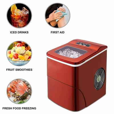 Portable Red Ice Maker Machine Countertop 26Lbs/24H 2 Sizes(S/L) w/ Scoop Home - 68 oz