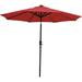 Jiaiun 9-Foot Outdoor Patio Market Umbrella with Solar LED Lights Crank and Push Button Tilt - Backyard Garden Pool and Deck Shade - Aluminum Pole and Polyester Canopy - Red