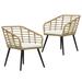 Anself 2 Piece Patio Chairs with Cushion Poly Rattan Oak Outdoor Dining Chair Set Steel Garden Armchairs for Balcony Backyard Lawn Furniture 25 x 21.1 x 30.3 Inches (W x D x H)