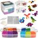 8 000pc DIY Complete Fuse Bead Kit w Carrying Case - Dinosaurs - 18 Colors 8 Unique Templates 4 Peg Boards Tweezers Ironing Paper - Works w Perler Beads Pixel Art Color by Numbers Toy Project
