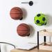 Football Display Stand 2PCS Metal Ball Holder Rack Wall Mounted Sports Ball Holders Wall Mount Display Rack for Basketball Volleyball Rugby Soccer Ball Storage Black Hat Display Stand