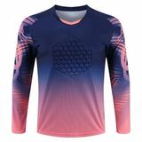 Alvivi Youth Boys Football Goalkeeper Shirts Padded Long Sleeve Goalie Soccer Jersey Sportswear Navy Blue 11-12