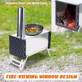Portable Camping Wood Stove Ultralight Mini 304 Stainless Steel Outdoor BBQ Cooking Wood Burning Stove