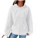 Oalirro Fashion Womens Hoodies Pullover Fall and Winter Womens Sweatshirts Trendy Crew Neck Zip up Long Sleeve Blouses For Women Business Casual Women Sweaters White