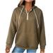 Oalirro Fashion Hoodies Fall and Winter Sweatshirt Round Neck Zip up Long Sleeve Women Tops And Blouses Raglan Sweater For Women Khaki