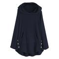 Oalirro Fashion Womens Hoodies Zip Up Fall and Winter Cute Sweatshirts For Women Crew Neck Button Long Sleeve Womens Blouse Cute Sweaters For Women Navy