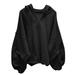 Oalirro Fashion Fall Hoodies For Women Fall and Winter Cropped Sweatshirts For Women Round Neck Long Sleeve Fall Blouses Sweaters Black