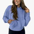 Oalirro Fashion Hoodies Fall and Winter Plus Size Sweatshirts For Women Crew Neck Long Sleeve Womens Blouse with Pocket Light Sweaters For Women Sky Blue
