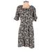 Marmie West Casual Dress Square Short sleeves: Black Floral Dresses - Women's Size 11