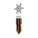 HYYYYH Gifts 209 Ships Wheel Bamboo Wind Chime White & Blue Distressed Finish