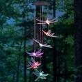 Solar Dragonfly Wind Chimes Color Changing Solar Wind Chimes for Outside Waterproof Solar Powered Wind Chime Outdoor Solar Light LED Multi-Color Light Cover Gift for Christmas Garden Decor