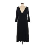 Banana Republic Casual Dress - Midi V-Neck 3/4 Sleeve: Black Dresses - Women's Size Medium
