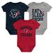 Newborn & Infant Navy/Red/Heather Gray Houston Texans Three-Pack Eat, Sleep Drool Retro Bodysuit Set