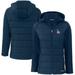 Women's Cutter & Buck Navy Los Angeles Dodgers Evoke Hybrid Eco Softshell Recycled Full-Zip Hoodie Jacket