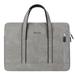 Laptop Bag Case Shoulder Briefcase Zipper PU Leather Briefcase Notebook Bag-Light Gray-15/15.4/15.6 inches