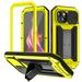 Mantto Compatible with iPhone 15 Plus Case Heavy Dustproof Shockproof Military Grade Rugged Durable Aluminum Metal Case Cover with Kickstand Screen Protector for iPhone 15 Plus Yellow