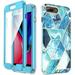Case for iPhone 7 Plus iPhone 8 Plus Stylish Soft TPU Bumper Cover Shockproof Full Body Protective Case with Built in Screen Protector Hard Plastic PC Back Phone Case - Marble Blue