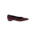 Manolo Blahnik Flats: Slip-on Chunky Heel Casual Red Floral Shoes - Women's Size 41.5 - Closed Toe