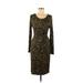 Prenatal Casual Dress - Sheath Scoop Neck 3/4 sleeves: Green Leopard Print Dresses - Women's Size Medium