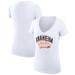 Women's G-III 4Her by Carl Banks White Anaheim Ducks Filigree Logo V-Neck Fitted T-Shirt